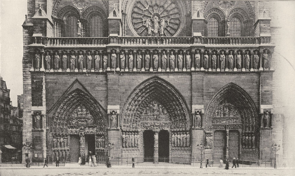 PARIS. Paris. Façade occidentale de Notre- dame 1900 old antique print picture